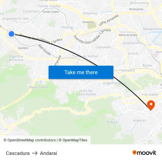 Cascadura to Andaraí map