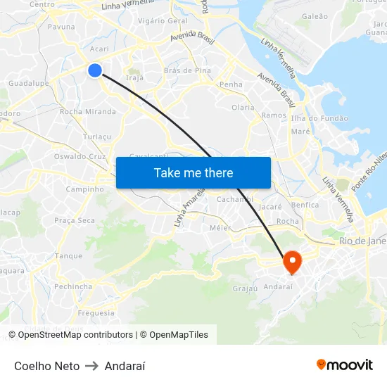 Coelho Neto to Andaraí map