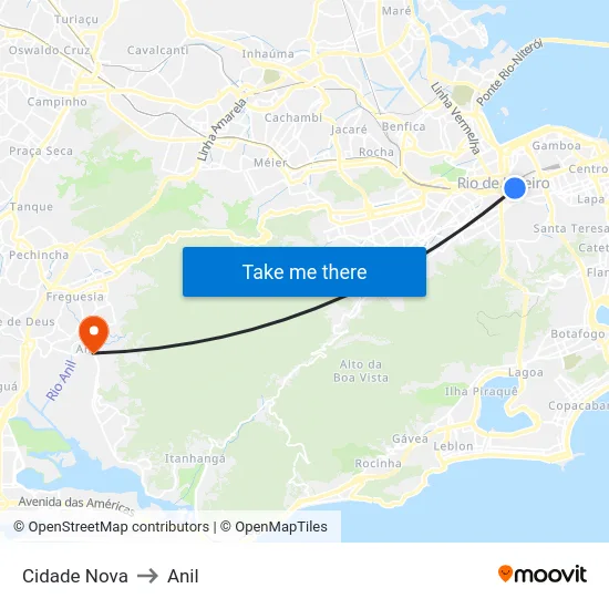 Cidade Nova to Anil map