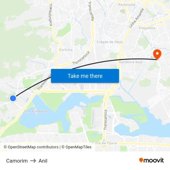 Camorim to Anil map
