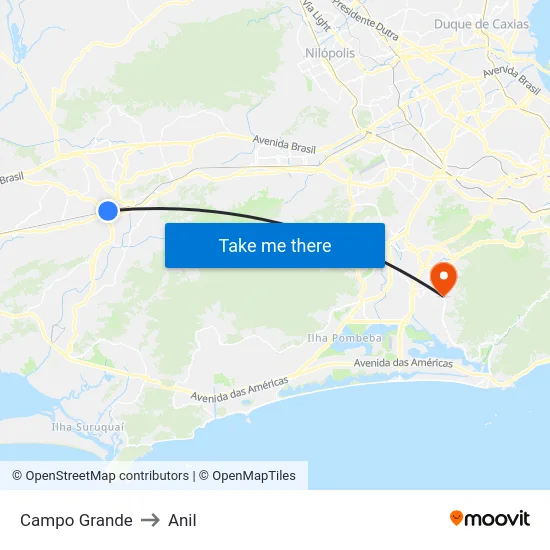 Campo Grande to Anil map