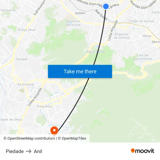 Piedade to Anil map