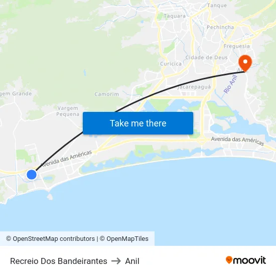 Recreio Dos Bandeirantes to Anil map