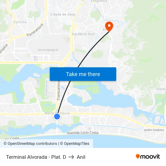 Terminal Alvorada - Plat. D to Anil map