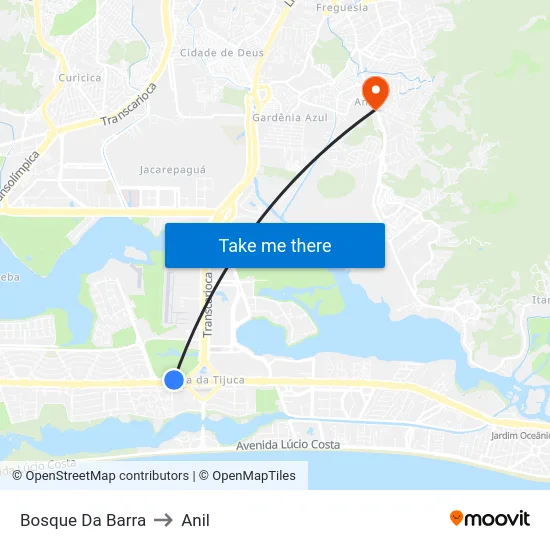 Bosque Da Barra to Anil map