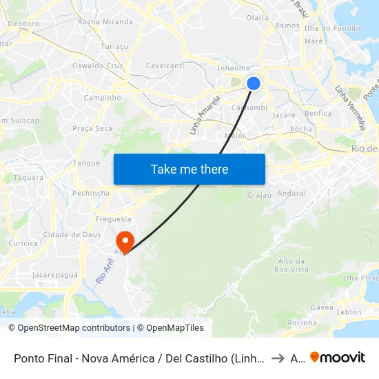 Ponto Final - Nova América / Del Castilho (Linhas Para Barra E Jpa) to Anil map