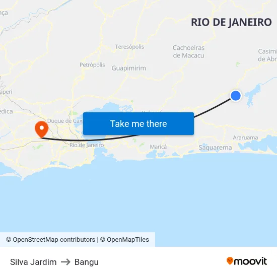 Silva Jardim to Bangu map