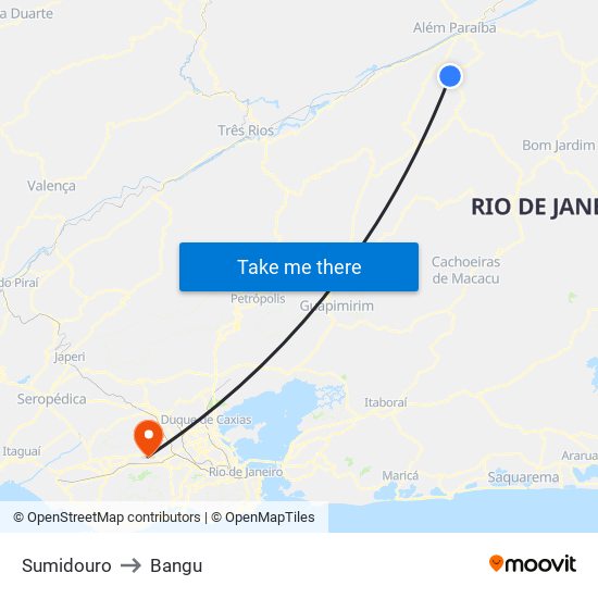 Sumidouro to Bangu map