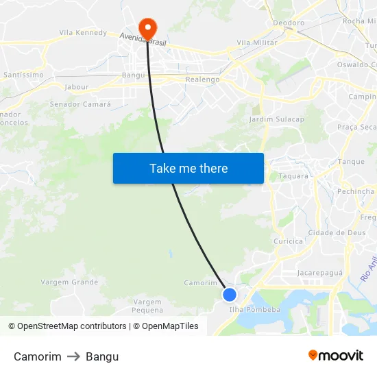 Camorim to Bangu map