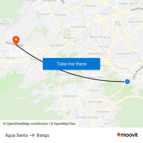 Água Santa to Bangu map