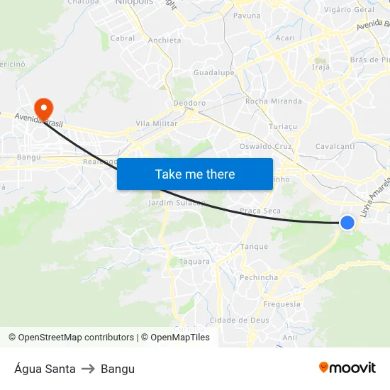 Água Santa to Bangu map
