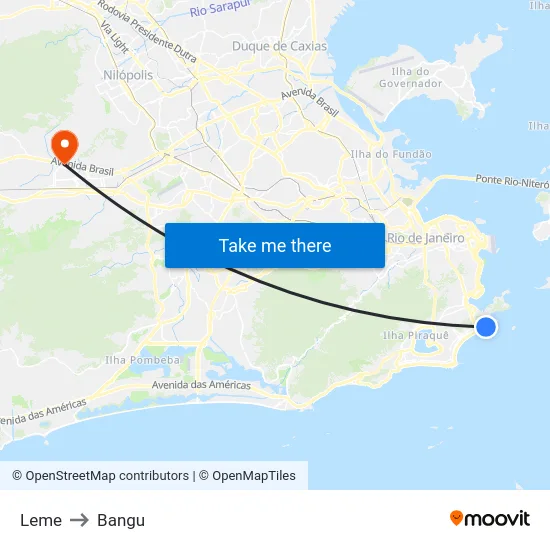 Leme to Bangu map