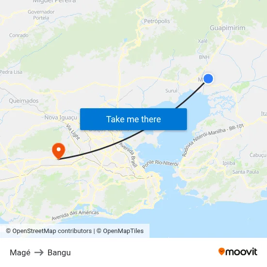Magé to Bangu map