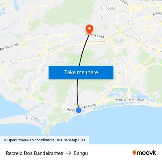 Recreio Dos Bandeirantes to Bangu map