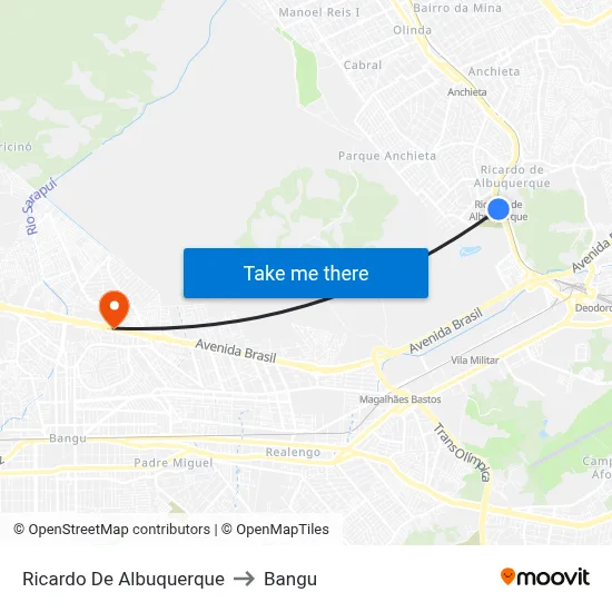 Ricardo De Albuquerque to Bangu map