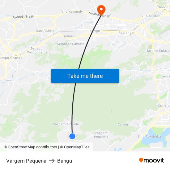 Vargem Pequena to Bangu map