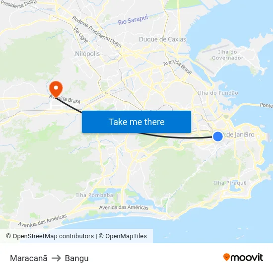 Maracanã to Bangu map