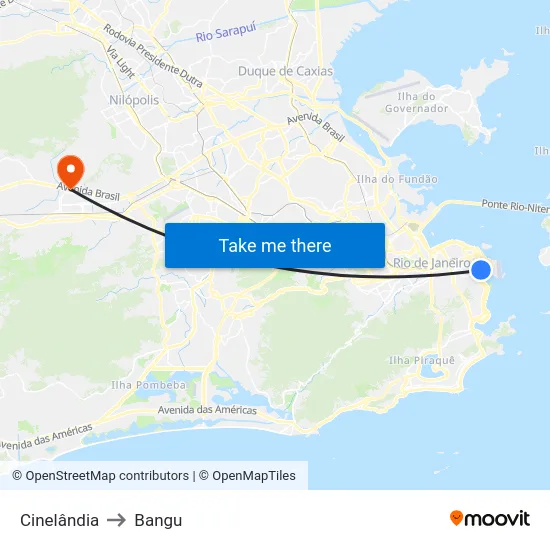 Cinelândia to Bangu map