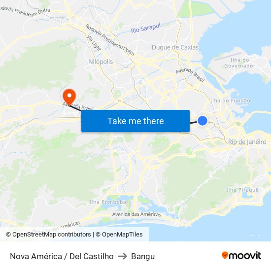 Nova América / Del Castilho to Bangu map