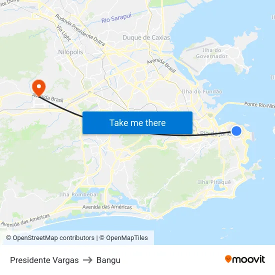 Presidente Vargas to Bangu map