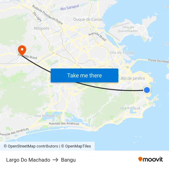 Largo Do Machado to Bangu map