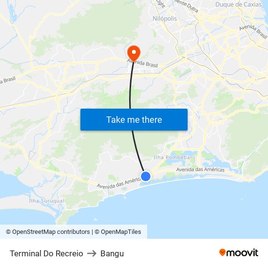 Terminal Do Recreio to Bangu map