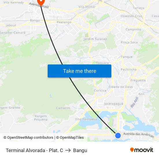 Terminal Alvorada - Plat. C to Bangu map