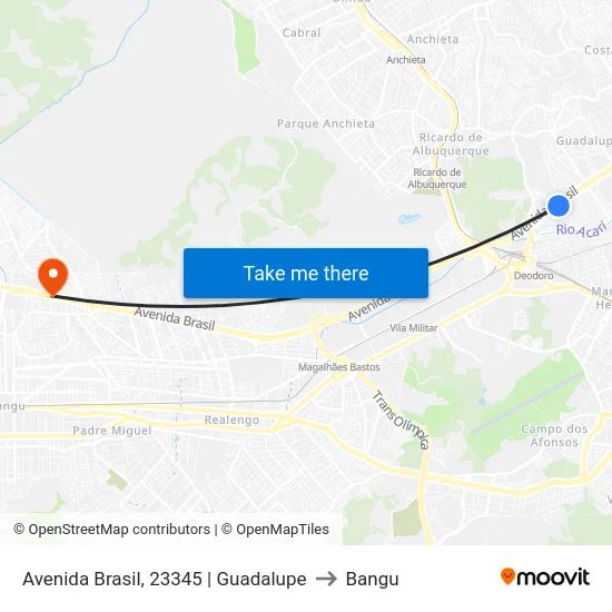 Avenida Brasil, 23345 | Guadalupe to Bangu map