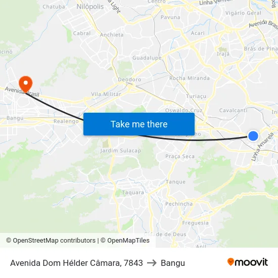Avenida Dom Hélder Câmara, 7843 to Bangu map