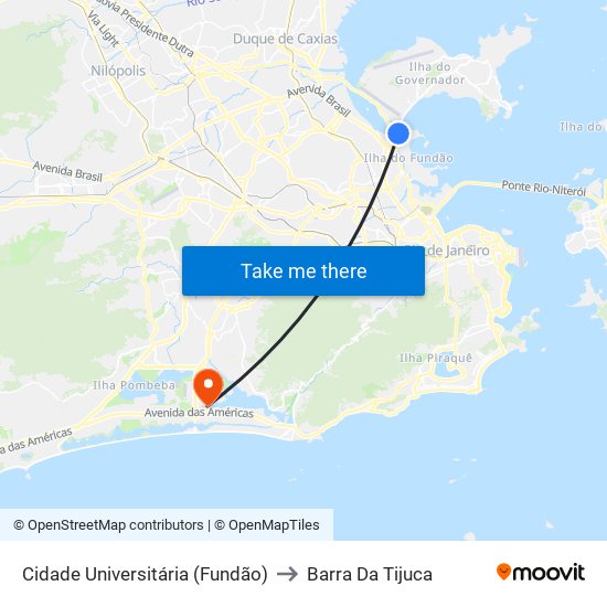 Cidade Universitária (Fundão) to Barra Da Tijuca map