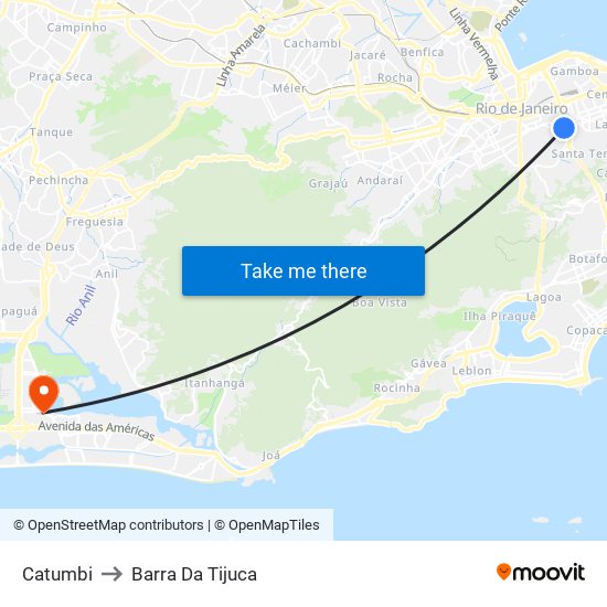 Catumbi to Barra Da Tijuca map