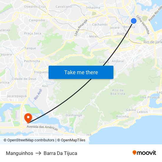 Manguinhos to Barra Da Tijuca map