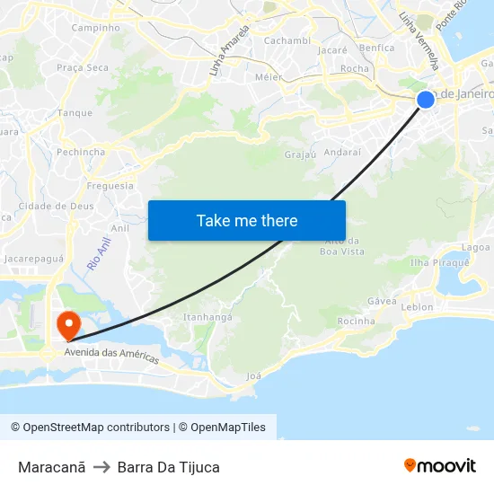 Maracanã to Barra Da Tijuca map