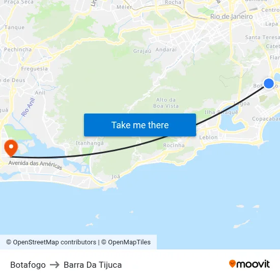 Botafogo to Barra Da Tijuca map