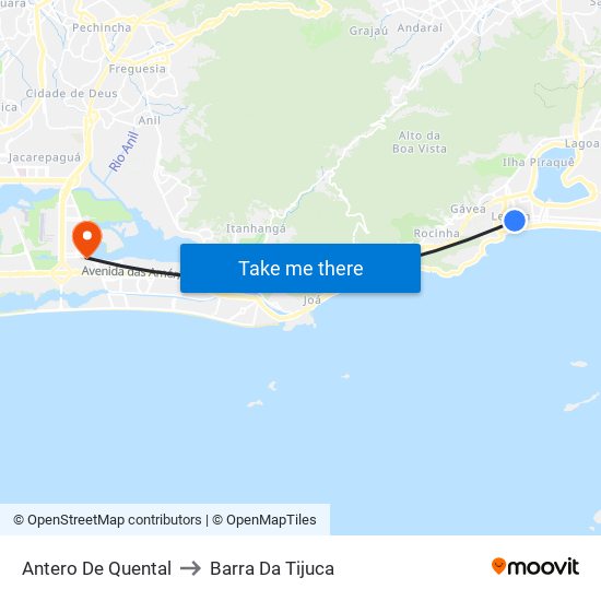 Antero De Quental to Barra Da Tijuca map