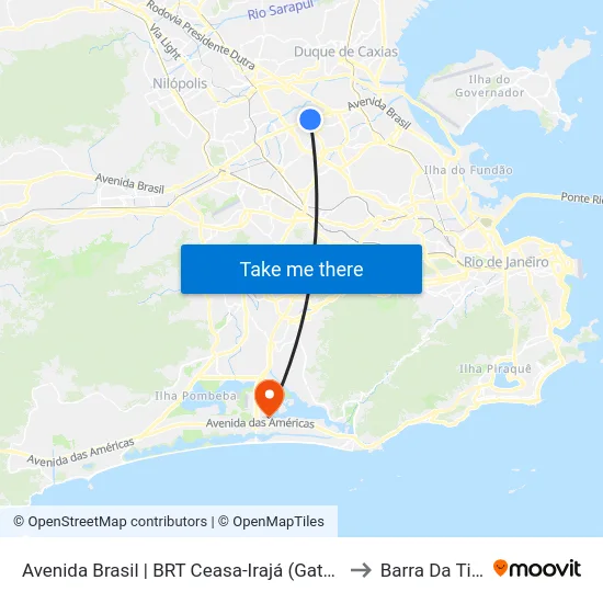 Avenida Brasil | BRT Ceasa-Irajá (Gata De Irajá) to Barra Da Tijuca map