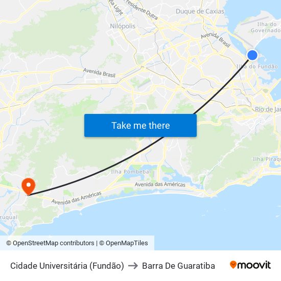 Cidade Universitária (Fundão) to Barra De Guaratiba map
