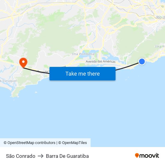 São Conrado to Barra De Guaratiba map