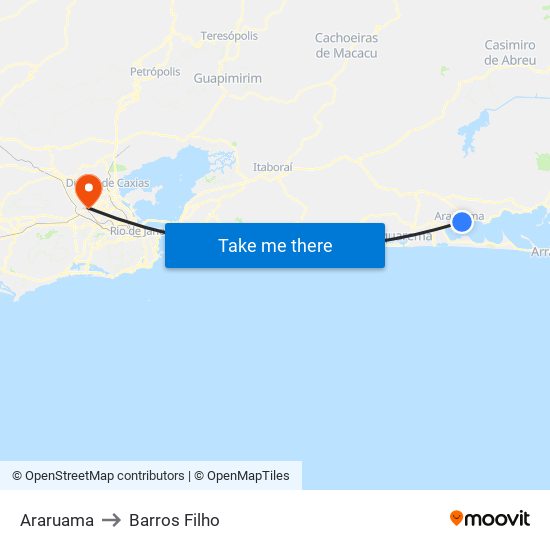 Araruama to Barros Filho map