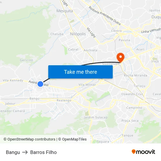 Bangu to Barros Filho map
