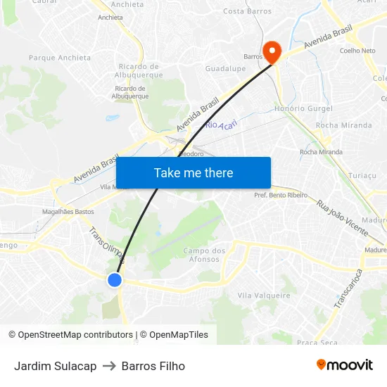 Jardim Sulacap to Barros Filho map