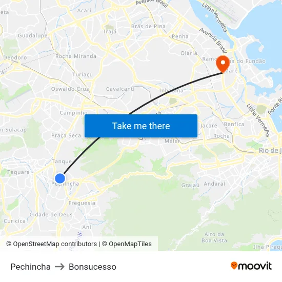 Pechincha to Bonsucesso map