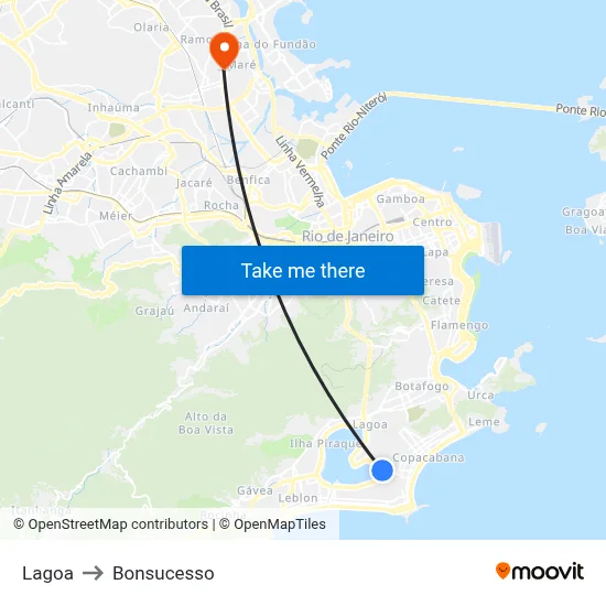 Lagoa to Bonsucesso map