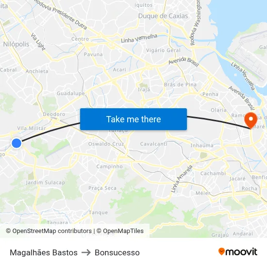 Magalhães Bastos to Bonsucesso map