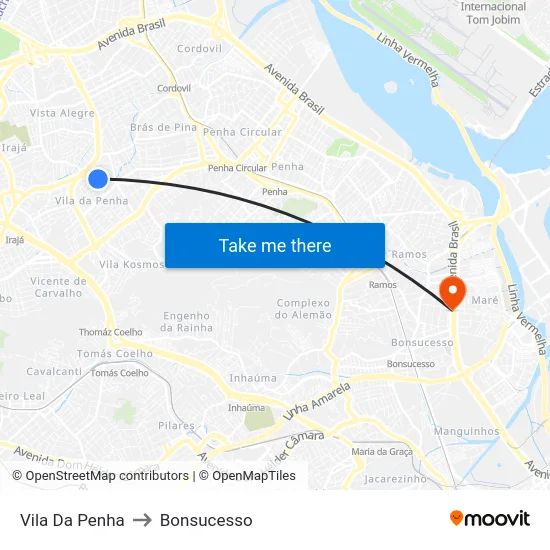 Vila Da Penha to Bonsucesso map