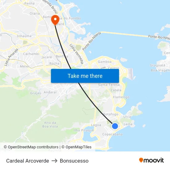 Cardeal Arcoverde to Bonsucesso map
