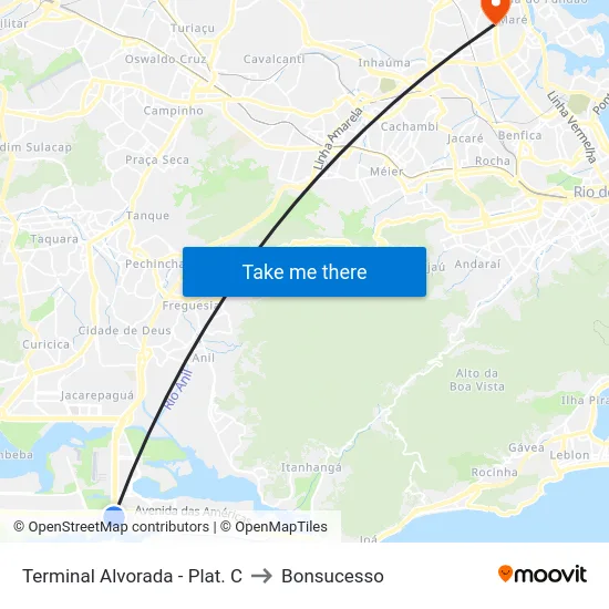 Terminal Alvorada - Plat. C to Bonsucesso map