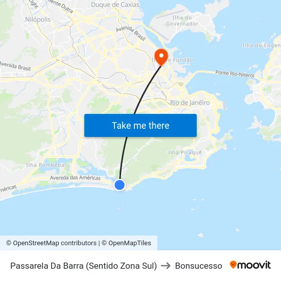 Passarela Da Barra (Sentido Zona Sul) to Bonsucesso map