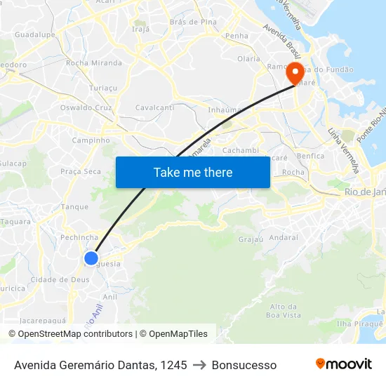 Avenida Geremário Dantas, 1245 to Bonsucesso map