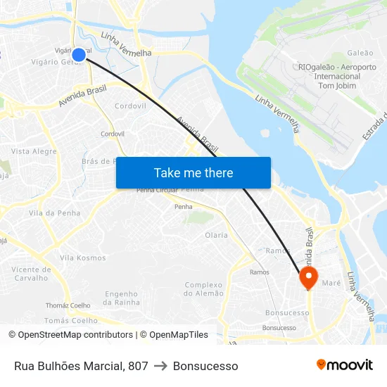 Rua Bulhões Marcial, 807 to Bonsucesso map
